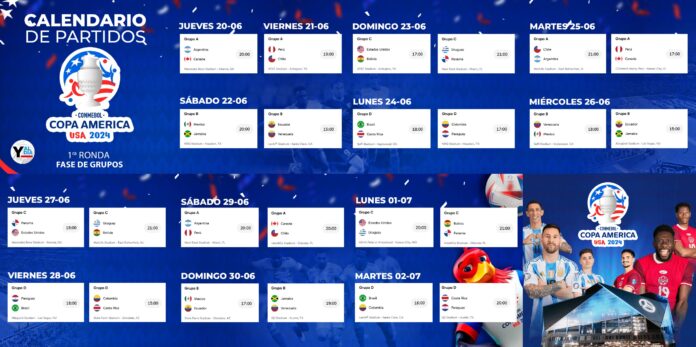 Calendario oficial de la Copa América 2024