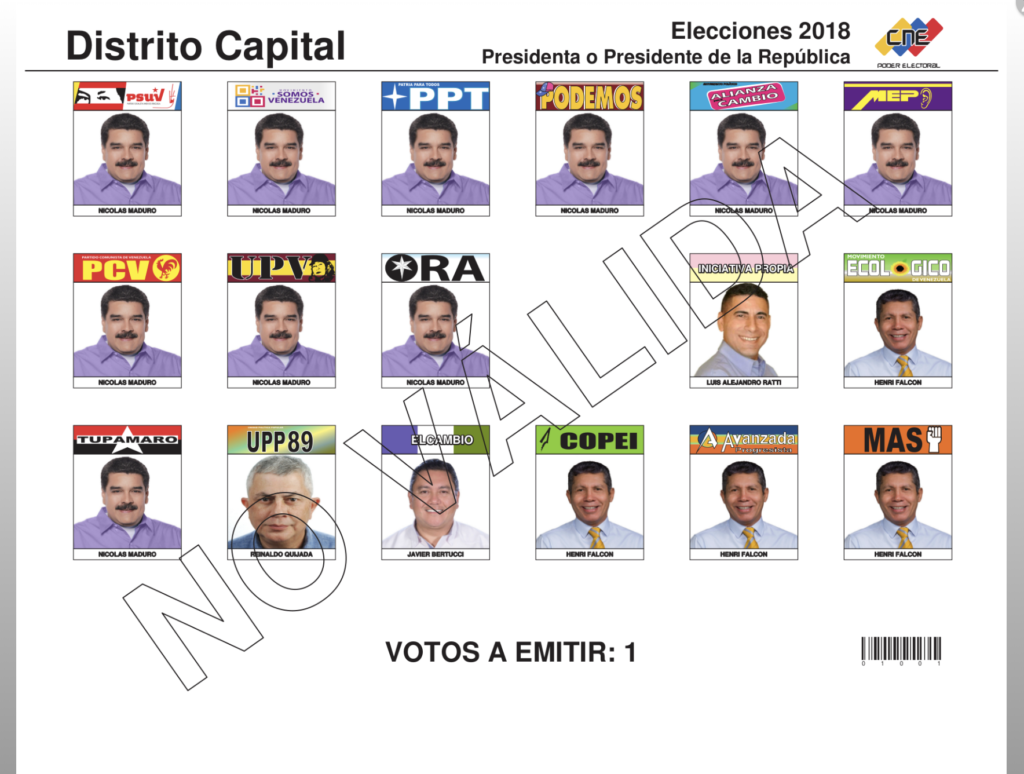 Este es el tarjetón electoral de 2018