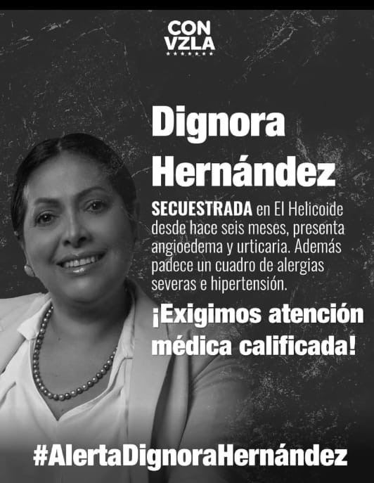 Flyer difundido hoy exigiendo atención médica para la dirigente