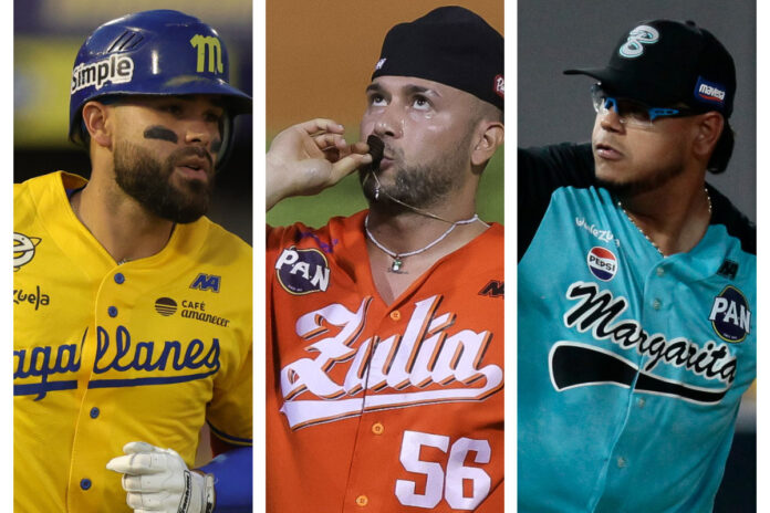 (De izquierda a derecha) Renato Núñez, Silvino Bracho y Dedgar Jiménez Foto LVBP