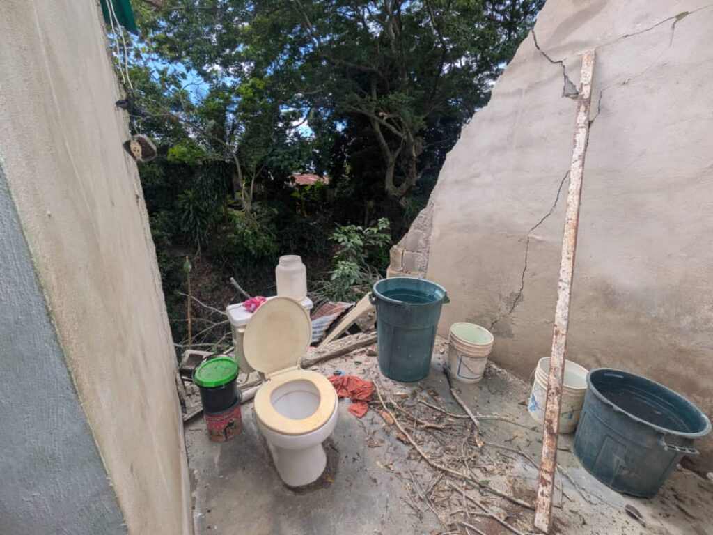 Parte de las ramas cayeron en la cocina y baño de una pequeña casa, la cual fue la más afectada
