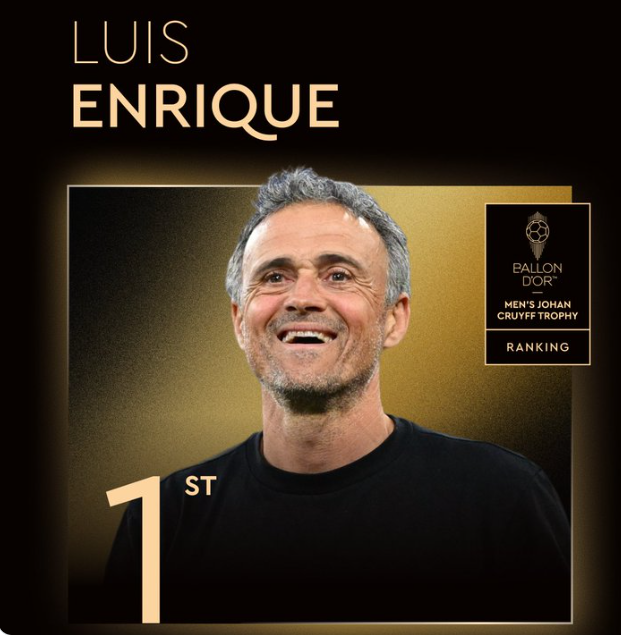 El DT no estuvo presente para recibir el galardón debido a que en estos momentos está disputando un duelo de la Ligue 1